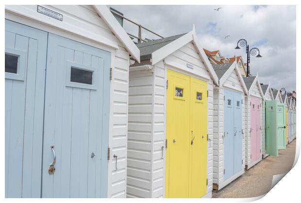 Lyme Regis Beach Huts Print by Graham Custance