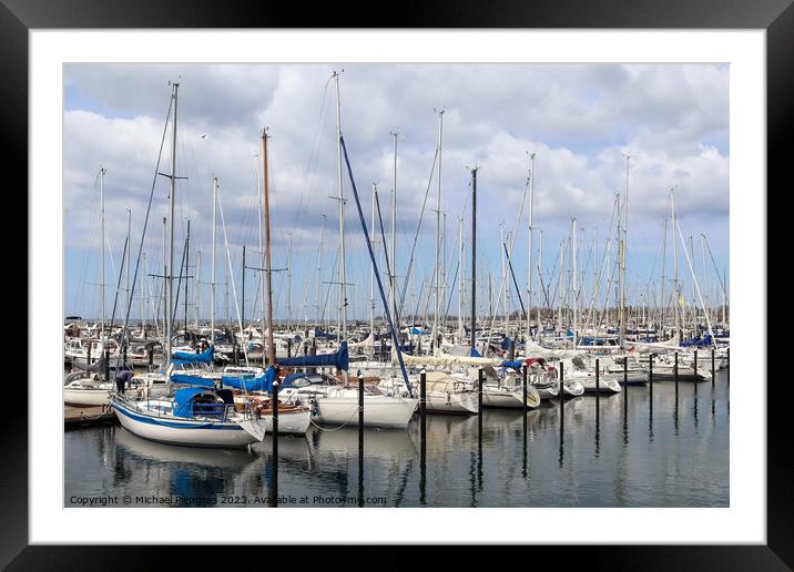 Lots of boats at the Marina in Schilksee close to Kiel in German Framed Mounted Print by Michael Piepgras
