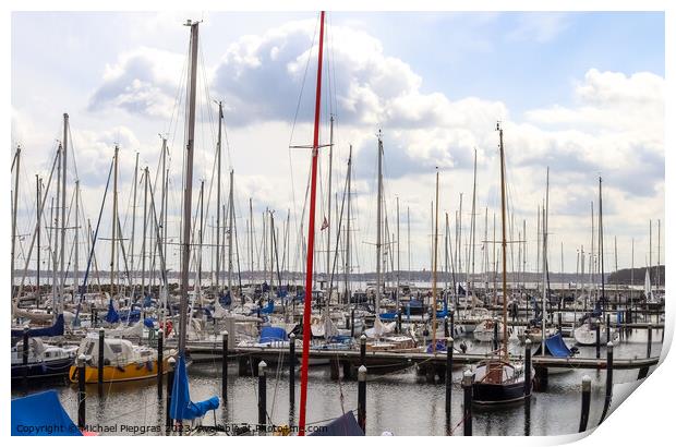 Lots of boats at the Marina in Schilksee close to Kiel in German Print by Michael Piepgras