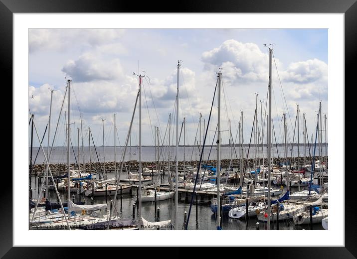 Lots of boats at the Marina in Schilksee close to Kiel in German Framed Mounted Print by Michael Piepgras