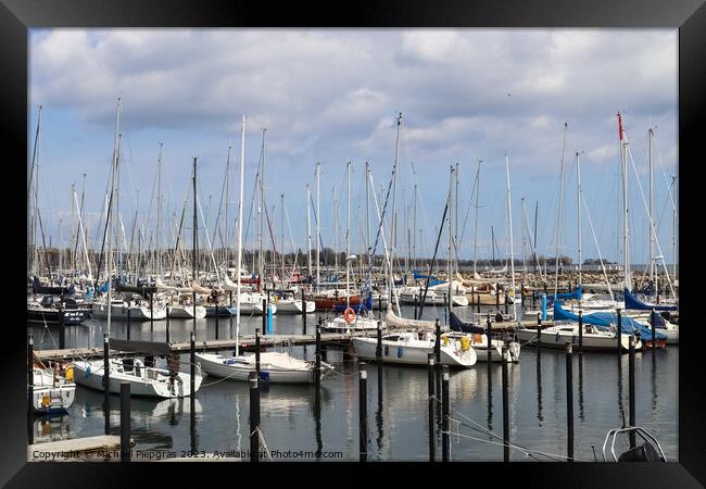 Lots of boats at the Marina in Schilksee close to Kiel in German Framed Print by Michael Piepgras