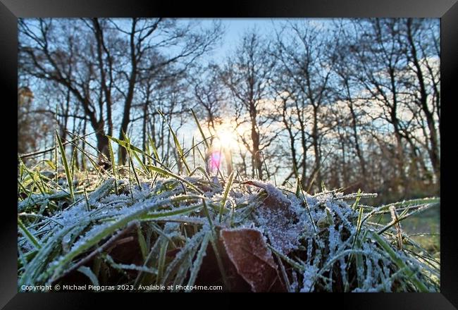 Beautiful winter shot at a lake and forest with snow and ice. Framed Print by Michael Piepgras