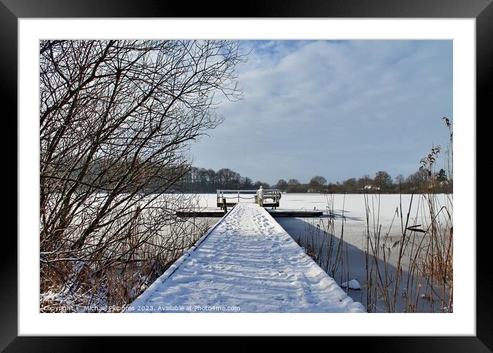 Beautiful winter shot at a lake and forest with snow and ice Framed Mounted Print by Michael Piepgras
