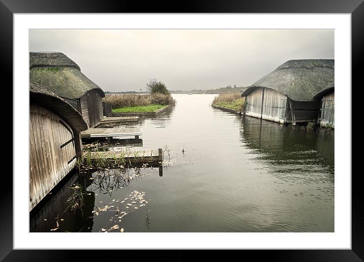 Thatched Boat Houses Framed Mounted Print by Stephen Mole
