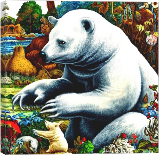 Polar Bear (in the style of,Hieronymus Bosch) 2 Canvas Print by OTIS PORRITT