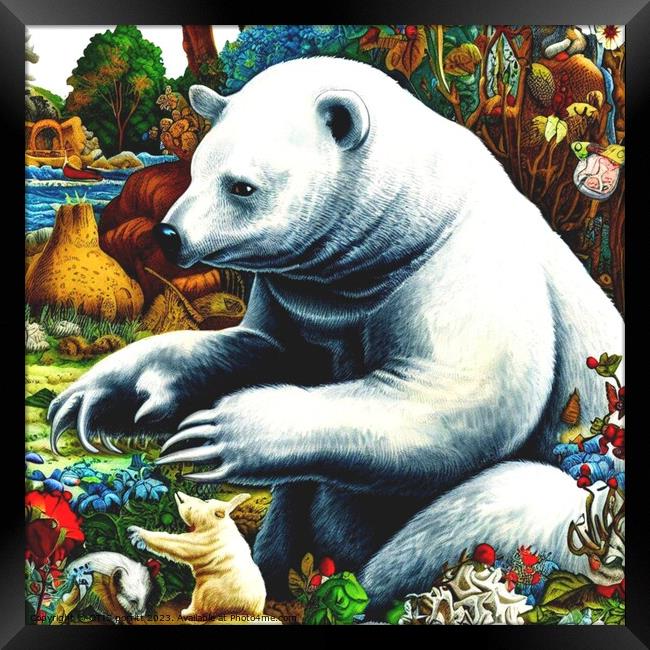 Polar Bear (in the style of,Hieronymus Bosch) 2 Framed Print by OTIS PORRITT