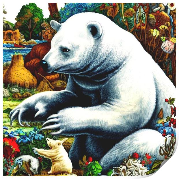 Polar Bear (in the style of,Hieronymus Bosch) 2 Print by OTIS PORRITT