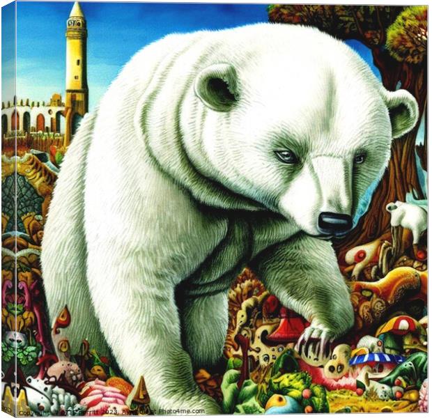 Polar Bear (in the style of,Hieronymus Bosch) Canvas Print by OTIS PORRITT