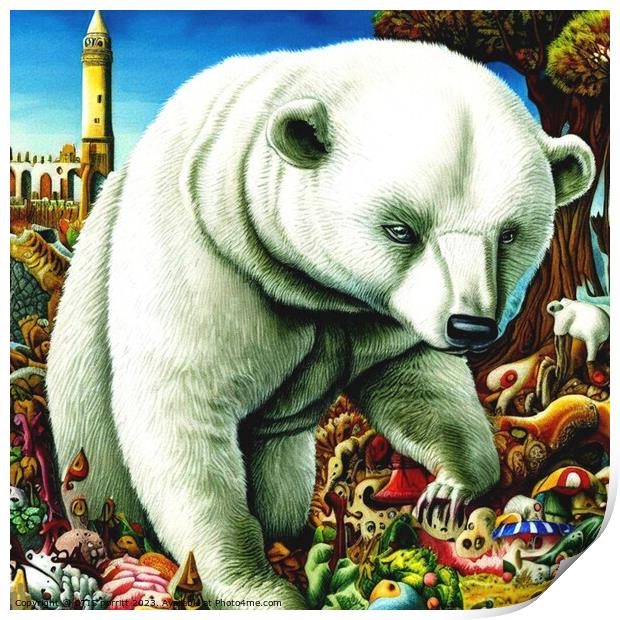 Polar Bear (in the style of,Hieronymus Bosch) Print by OTIS PORRITT