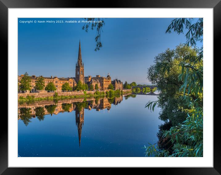 Perth and the River Tay Framed Mounted Print by Navin Mistry