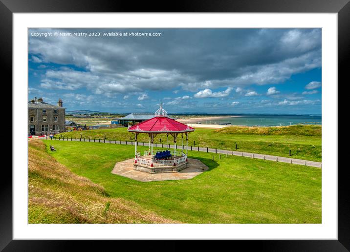 A view of the band stand, St. Andrews West Sands, Fife Framed Mounted Print by Navin Mistry