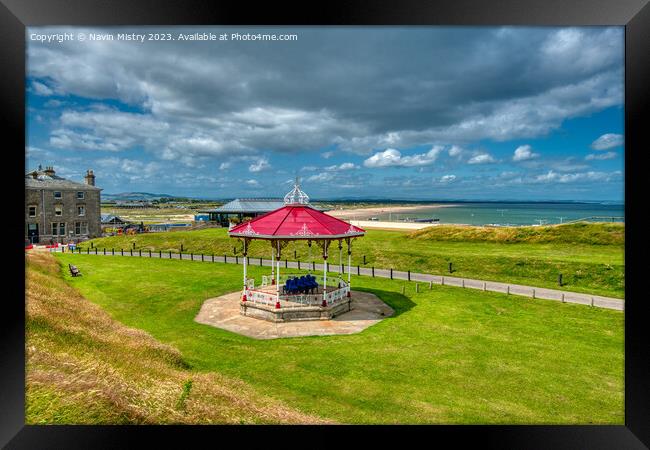 A view of the band stand, St. Andrews West Sands, Fife Framed Print by Navin Mistry