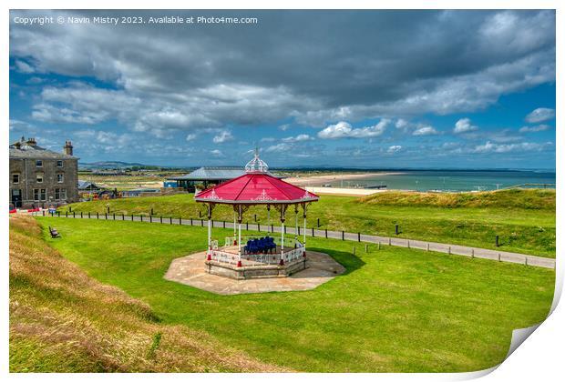 A view of the band stand, St. Andrews West Sands, Fife Print by Navin Mistry