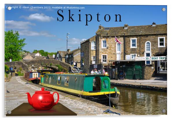 Skipton Tea By The Canal Acrylic by Alison Chambers