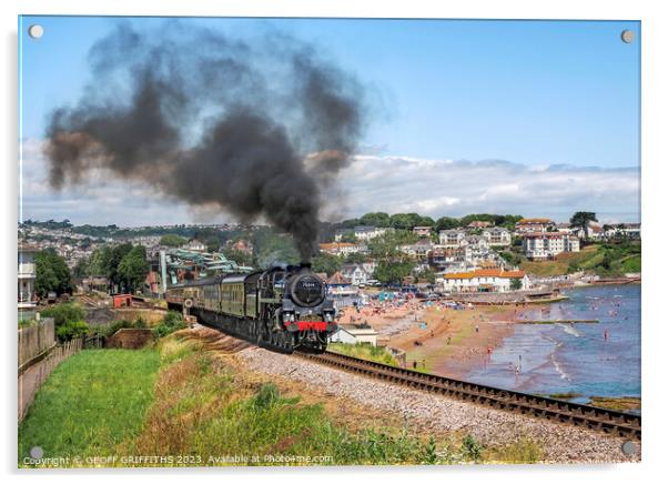 Steam train Goodrington Devon Acrylic by GEOFF GRIFFITHS