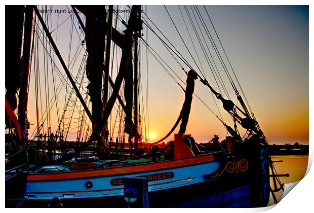 Sunrise Over The Sailing Barges Print by Peter F Hunt