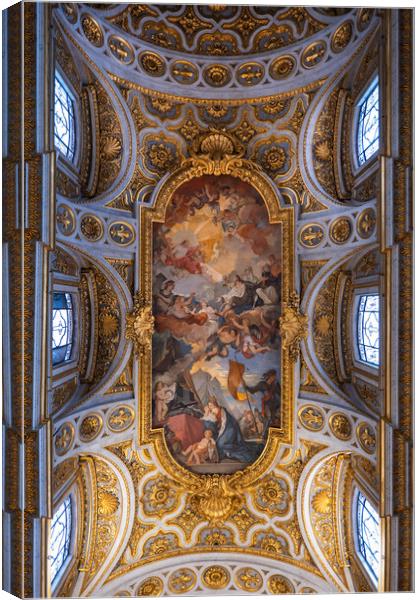 Church of St Louis of the French Ceiling In Rome Canvas Print by Artur Bogacki