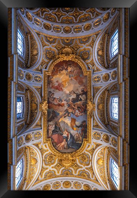 Church of St Louis of the French Ceiling In Rome Framed Print by Artur Bogacki