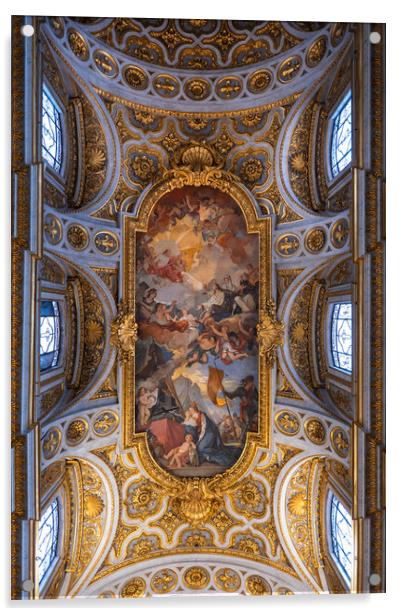 Church of St Louis of the French Ceiling In Rome Acrylic by Artur Bogacki