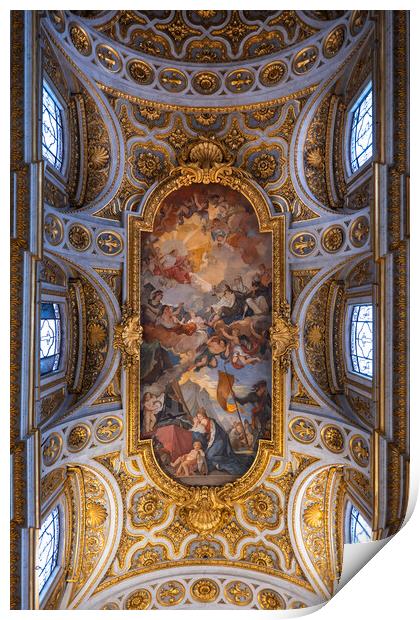 Church of St Louis of the French Ceiling In Rome Print by Artur Bogacki