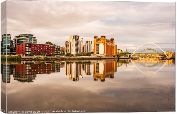 After sunrise Reflections Newcastle Quayside Canvas Print by david siggens