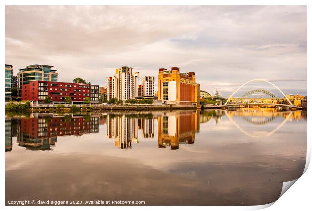 After sunrise Reflections Newcastle Quayside Print by david siggens