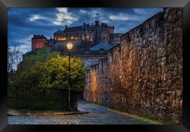 Telfer Wall And Edinburgh Castle Framed Print by Artur Bogacki