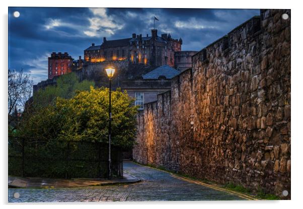 Telfer Wall And Edinburgh Castle Acrylic by Artur Bogacki