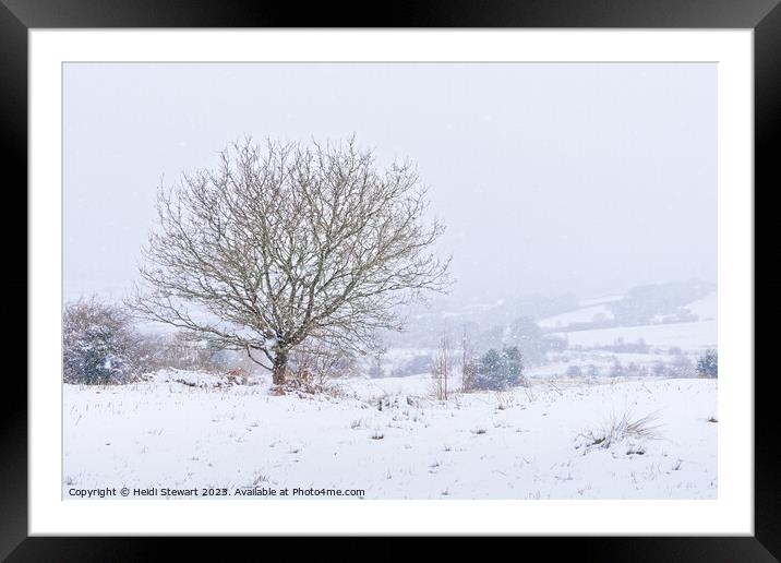 Heavy Snow on Llantrisant Common Framed Mounted Print by Heidi Stewart