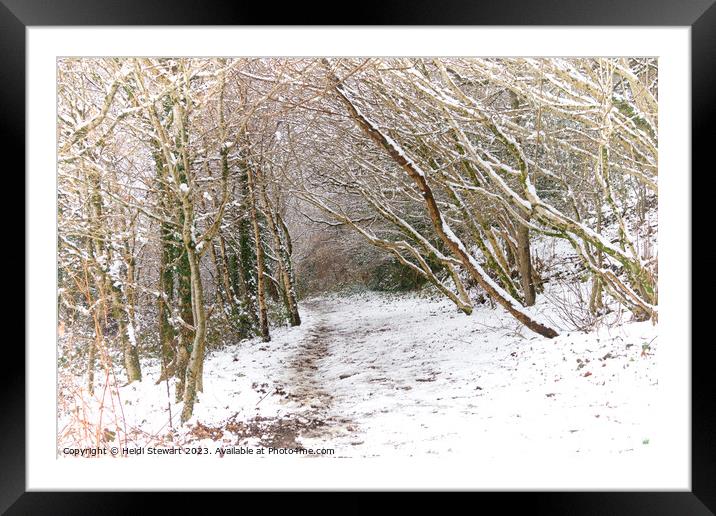 Snowy Woodland Path Framed Mounted Print by Heidi Stewart