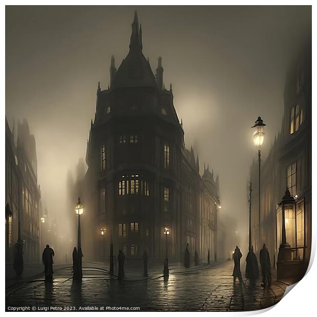 Victorian city covered in fog. Print by Luigi Petro