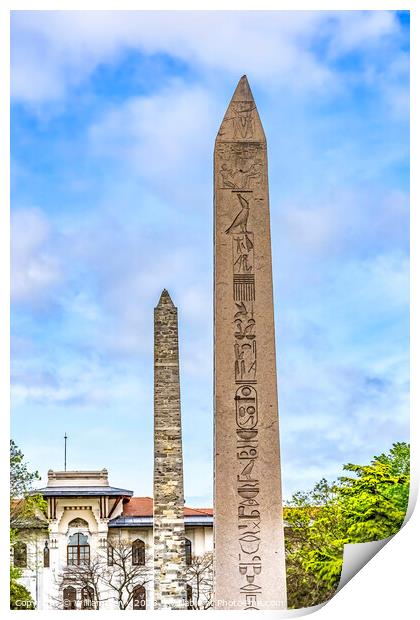 Walled  Pillar and Theodosius Obelisk Hippodrome Istanbul Turkey Print by William Perry