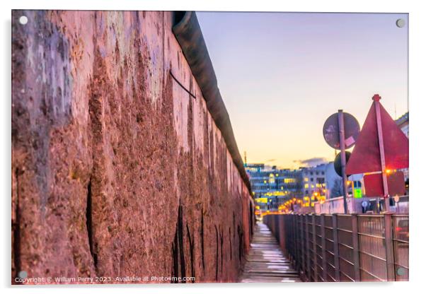 Remains Wall Evening Night Illuminated Berlin Germany Acrylic by William Perry