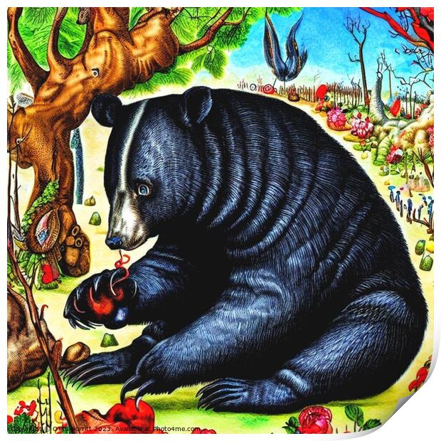 Black Bear (in the style of,Hieronymus Bosch) 4 Print by OTIS PORRITT
