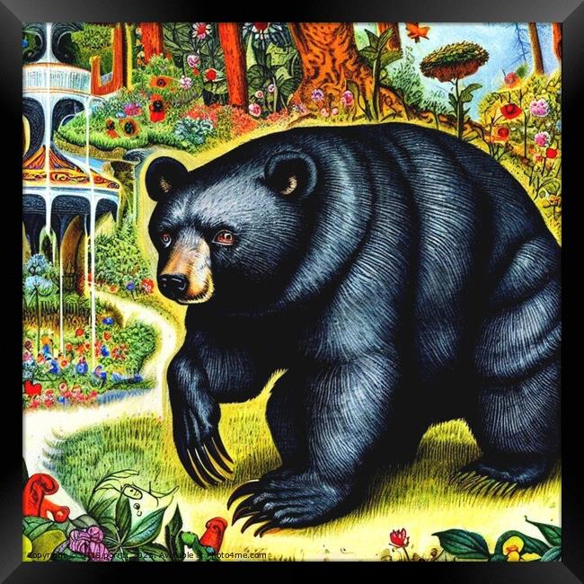 Black Bear (in the style of,Hieronymus Bosch) 6 Framed Print by OTIS PORRITT