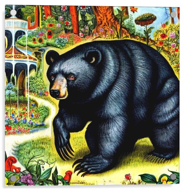 Black Bear (in the style of,Hieronymus Bosch) 6 Acrylic by OTIS PORRITT