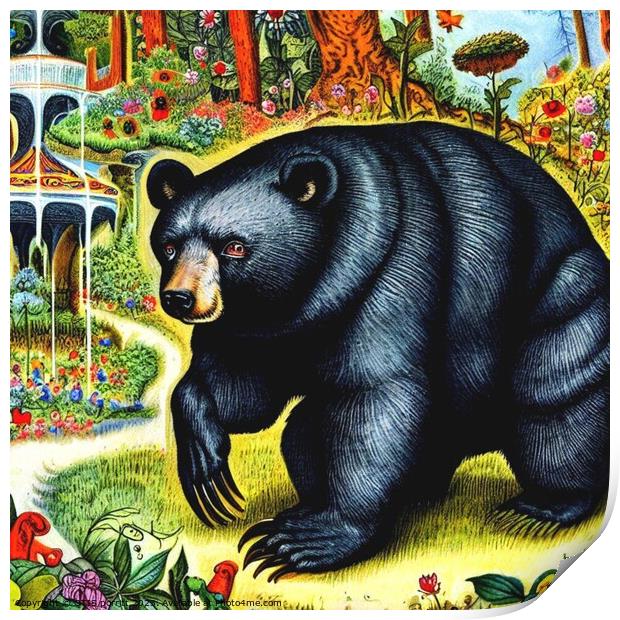 Black Bear (in the style of,Hieronymus Bosch) 6 Print by OTIS PORRITT