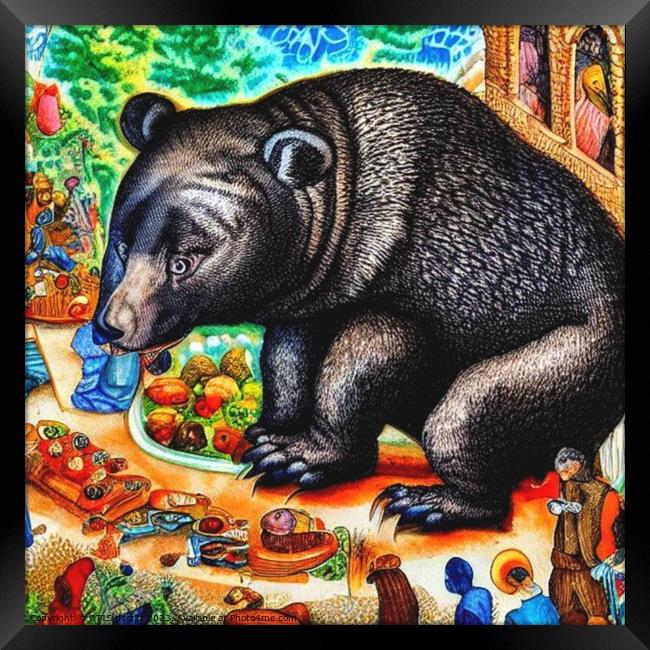 Black Bear (in the style of,Hieronymus Bosch) 7 Framed Print by OTIS PORRITT