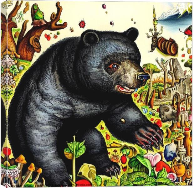 Black Bear (in the style of,Hieronymus Bosch) 8 Canvas Print by OTIS PORRITT