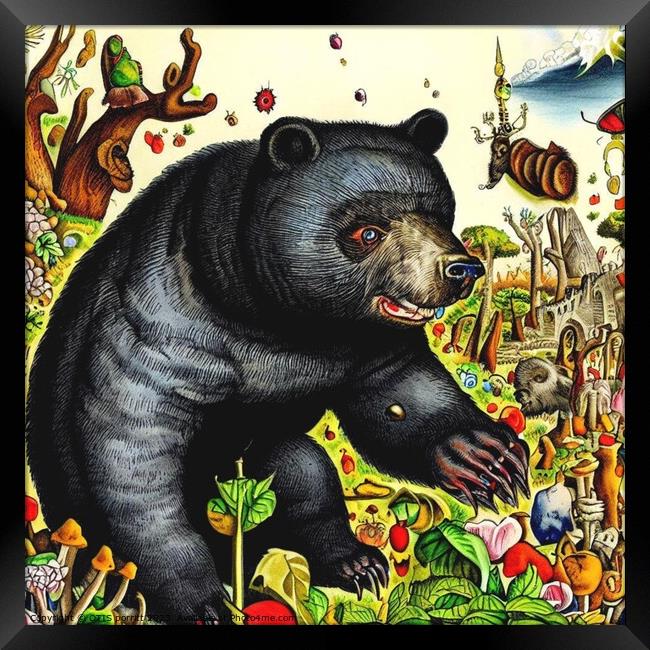 Black Bear (in the style of,Hieronymus Bosch) 8 Framed Print by OTIS PORRITT