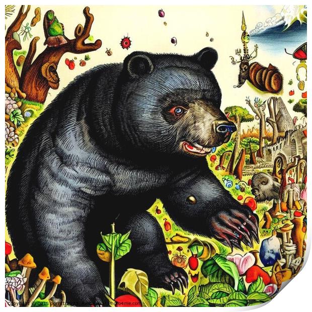 Black Bear (in the style of,Hieronymus Bosch) 8 Print by OTIS PORRITT