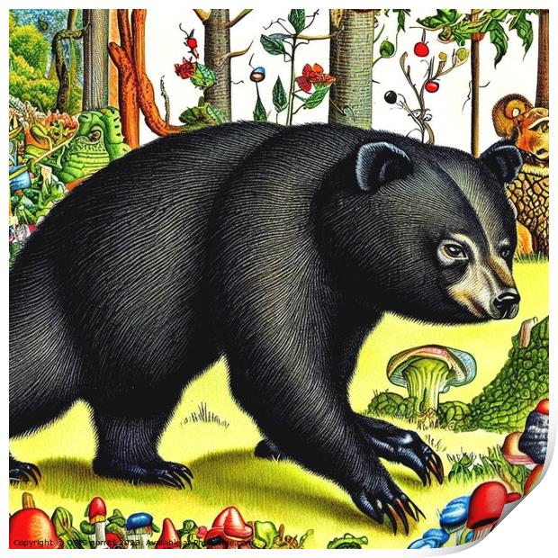 Black Bear (in the style of,Hieronymus Bosch) Print by OTIS PORRITT