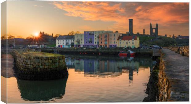 St Andrews Harbour Sunset  Canvas Print by Anthony McGeever