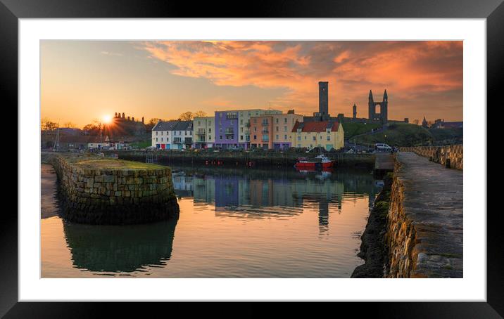 St Andrews Harbour Sunset  Framed Mounted Print by Anthony McGeever