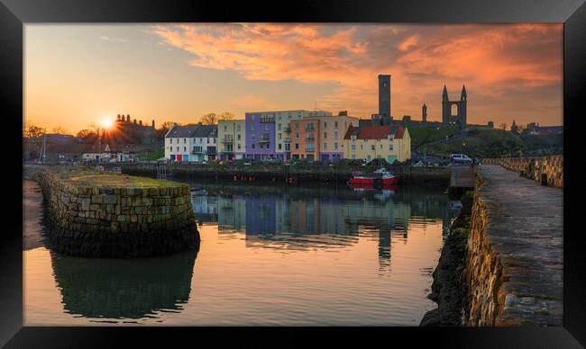 St Andrews Harbour Sunset  Framed Print by Anthony McGeever