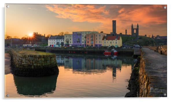 St Andrews Harbour Sunset  Acrylic by Anthony McGeever