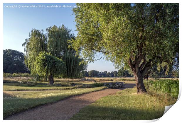 Summer walk around Bushy Park ponds Print by Kevin White