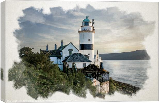 Cloch Lighthouse Watercolour Canvas Print by RJW Images