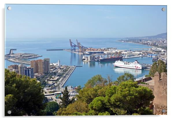Malaga port from Gibralfaro Acrylic by Paul Boizot