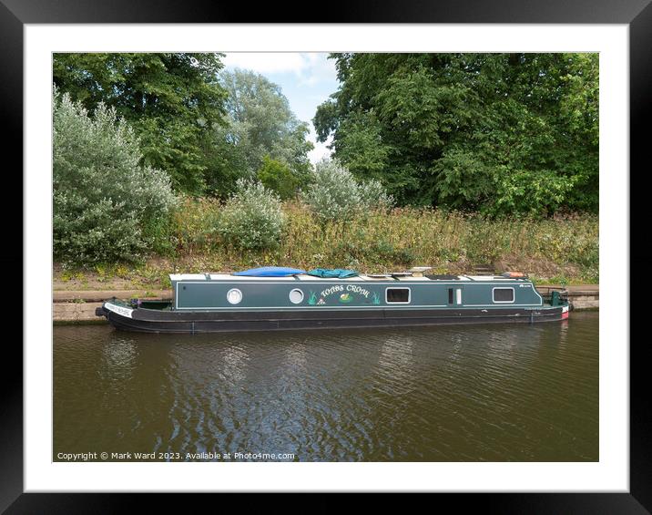 Narrowboat on the Ouse. Framed Mounted Print by Mark Ward